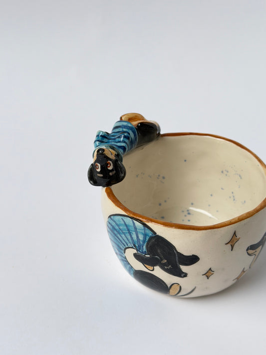 Dachshund dog handmade ceramic cup