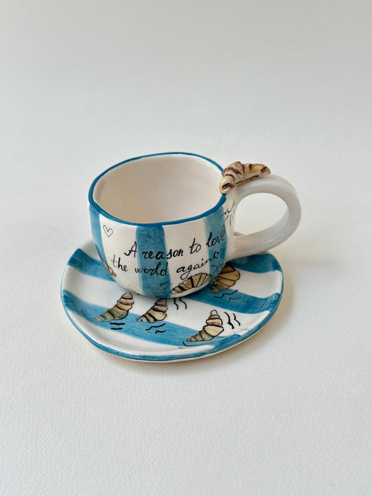 Croissant handmade coffee mug small