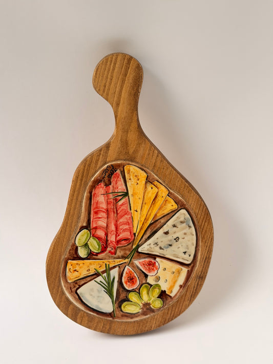 Ceramic & Wood Charcuterie Serving Board ( 30x18)