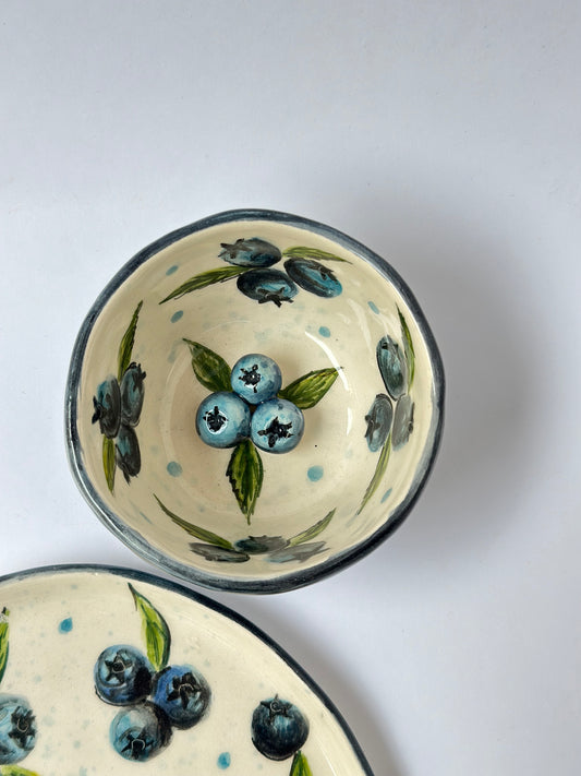 Blueberry handmade cup and plate