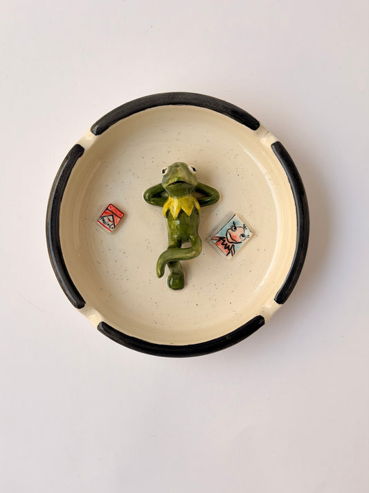 Frog handmade ceramic ashtray