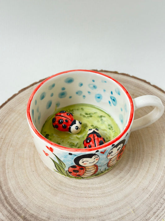 Ladybird handmade mug
