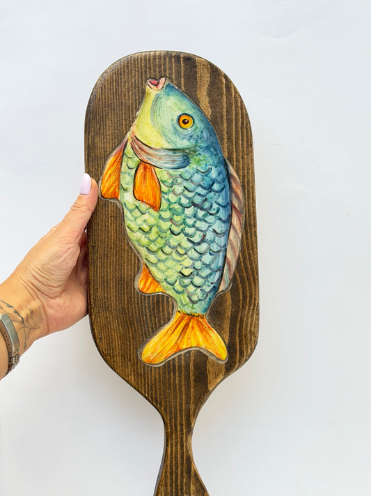 Fish handmade ceramic wooden serving tray