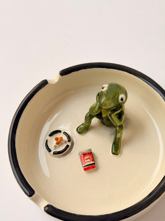 Frog handmade ceramic ashtray