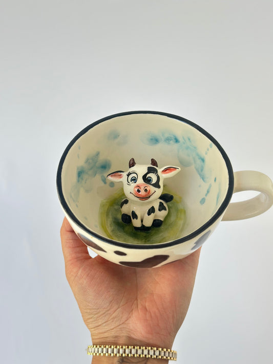 Handmade ceramic cow mug😍