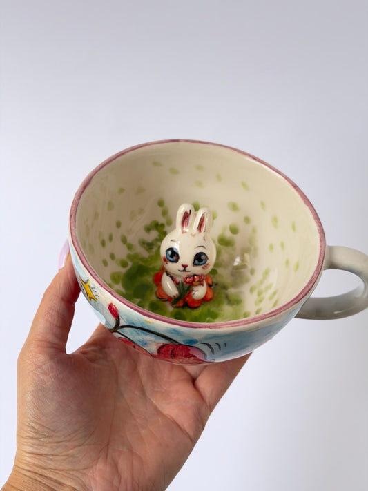 Rabbit handmade ceramic mug