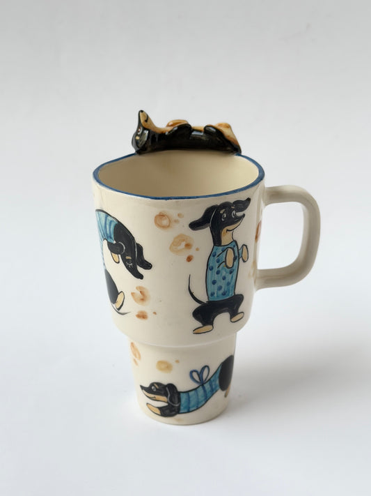 Dachshund dog handmade takeaway ceramic mug