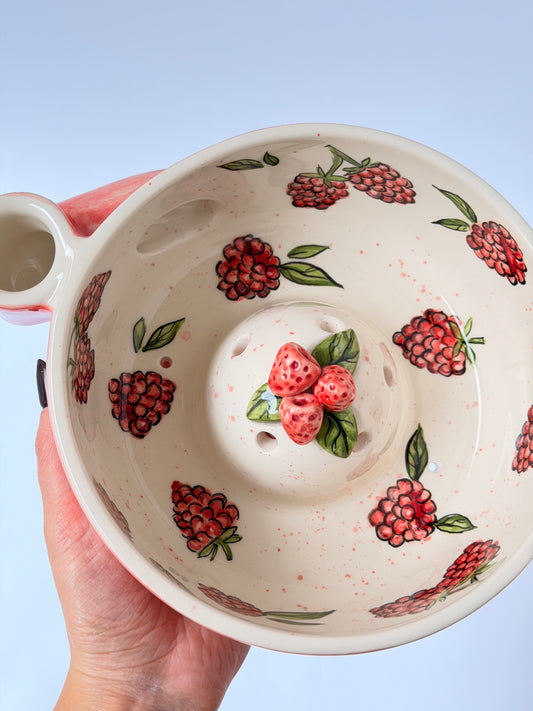 Raspberry handmade ceramic washing bowl