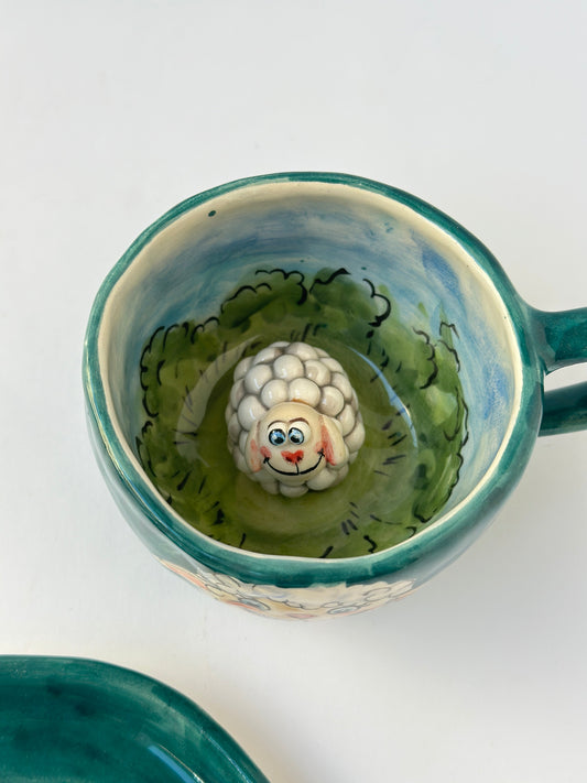 Sheep handmade mug and plate
