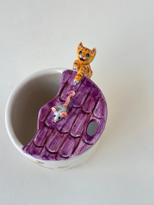 Cat handmade takeaway mug