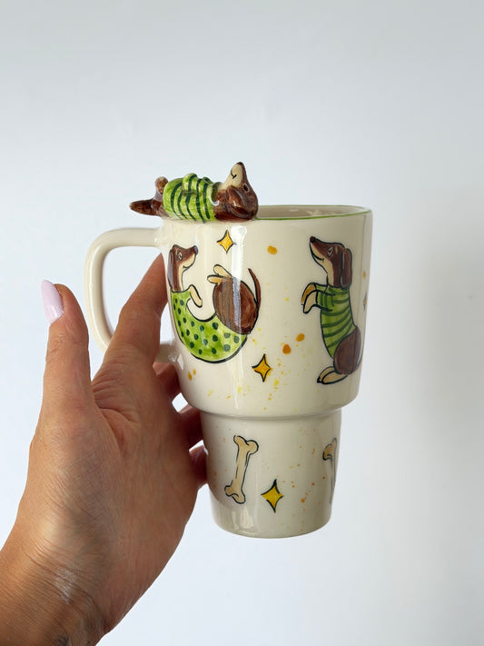 Dachshund dog handmade takeaway mug