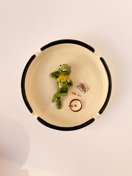 Kermit handmade ceramic ashtray