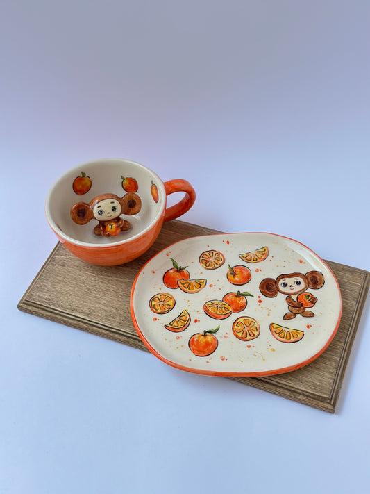 Cherubi handmade mug and plate