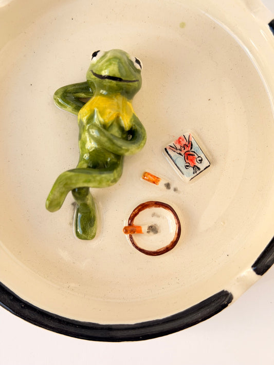 Kermit handmade ceramic ashtray