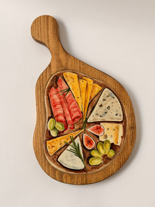 Ceramic & Wood Charcuterie Serving Board ( 30x18)