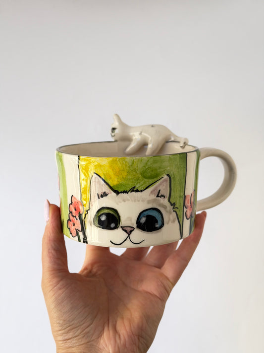 Cat handmade ceramic mug