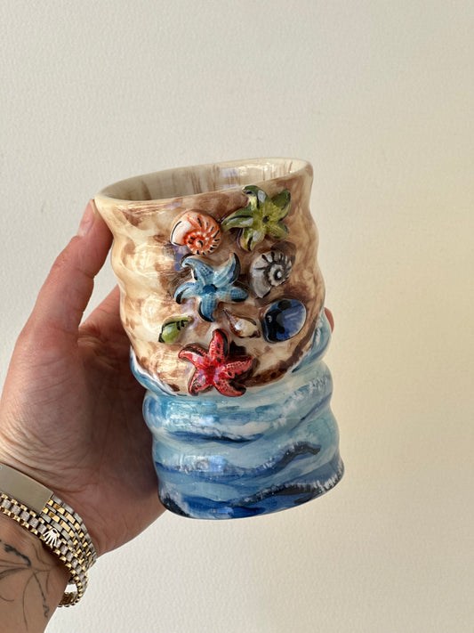 Seashell cup handmade ceramic