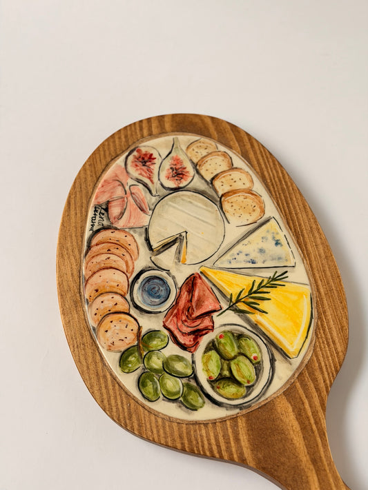 Ceramic & Wood Charcuterie Serving Board ( 28x16)