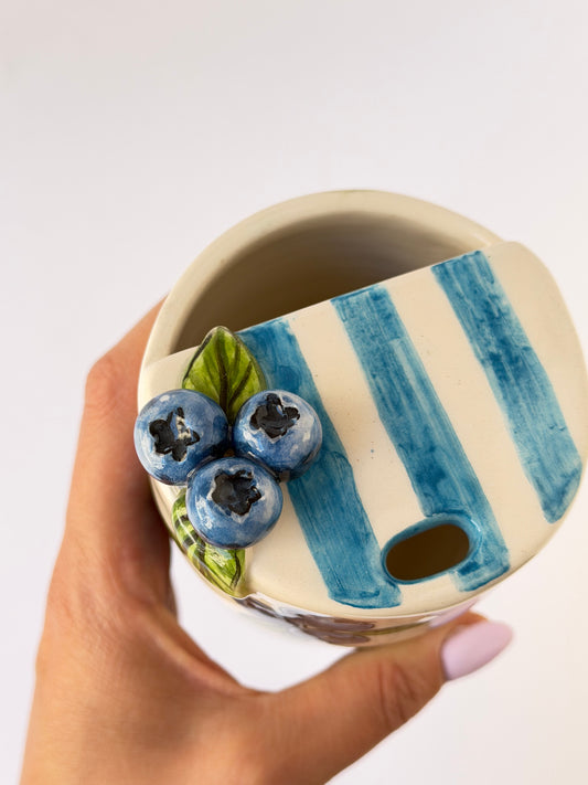 Blueberry handmade ceramic takeaway mug
