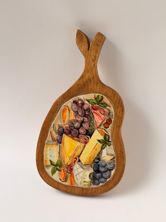 Ceramic & Wood Charcuterie Serving Board ( 35x18)