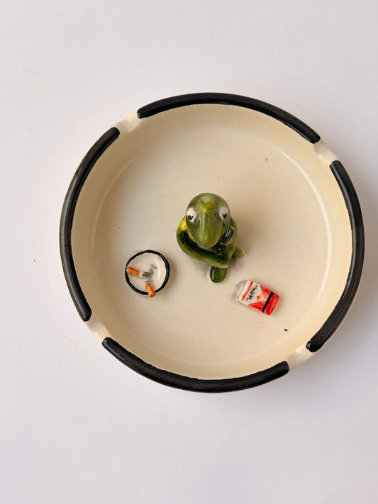 Frog handmade ceramic ashtray