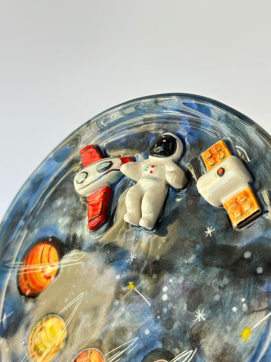 Astronaut handmade ceramic plate