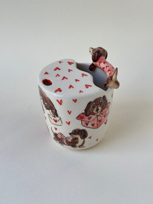 Dachshund takeaway handmade mug