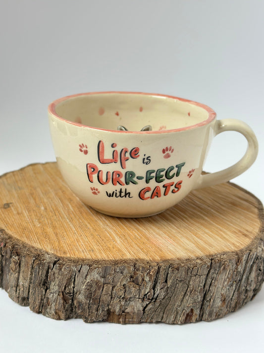 Handmade cat mug