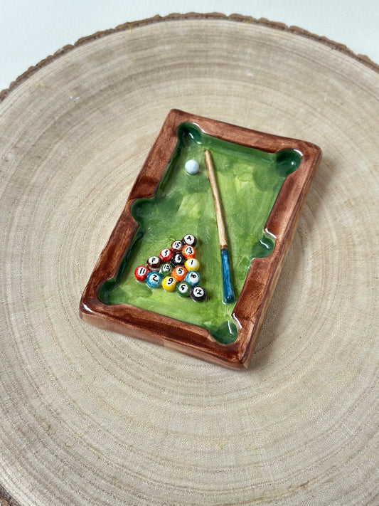 Billiards Handmade ceramic ashtray