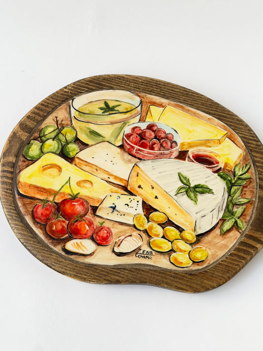 Handmade ceramic wooden serving tray