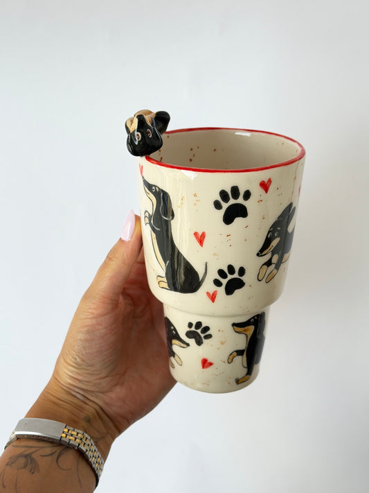 Dachshund dog handmade takeaway mug