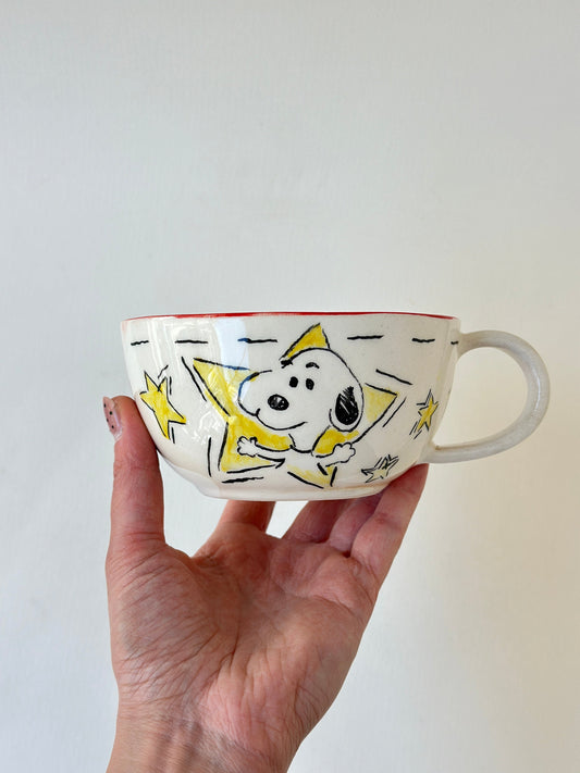 White dog handmade mug