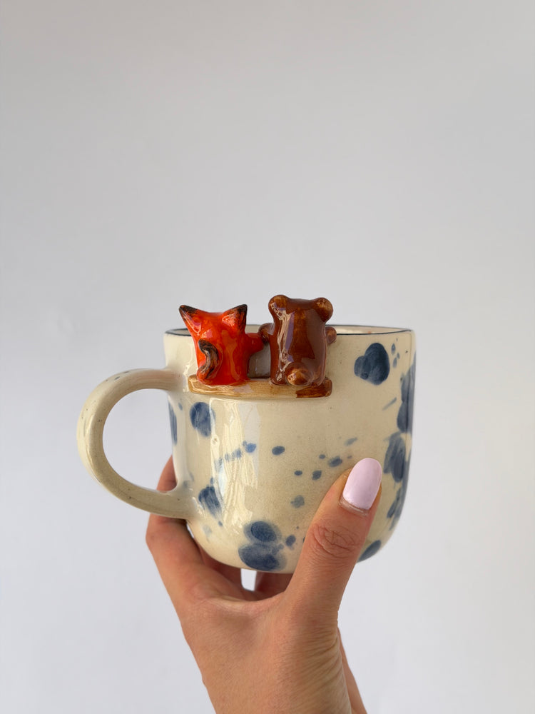 Fox and Bear handmade ceramic mug