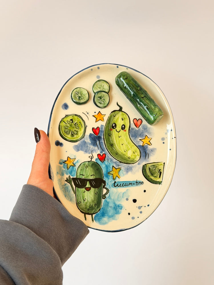 Cucumber handmade ceramic plate