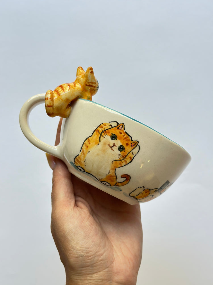 Cat handmade ceramic mug