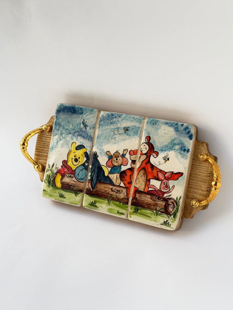 Handmade ceramic wooden serving tray