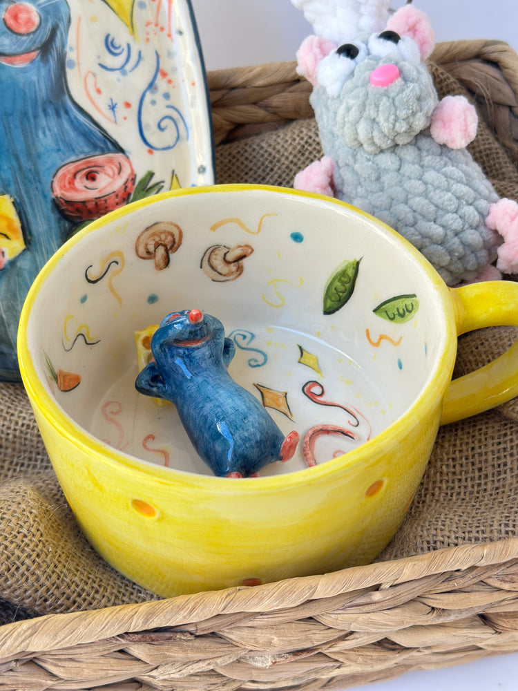 Little chef handmade ceramic mug and plate and keychain