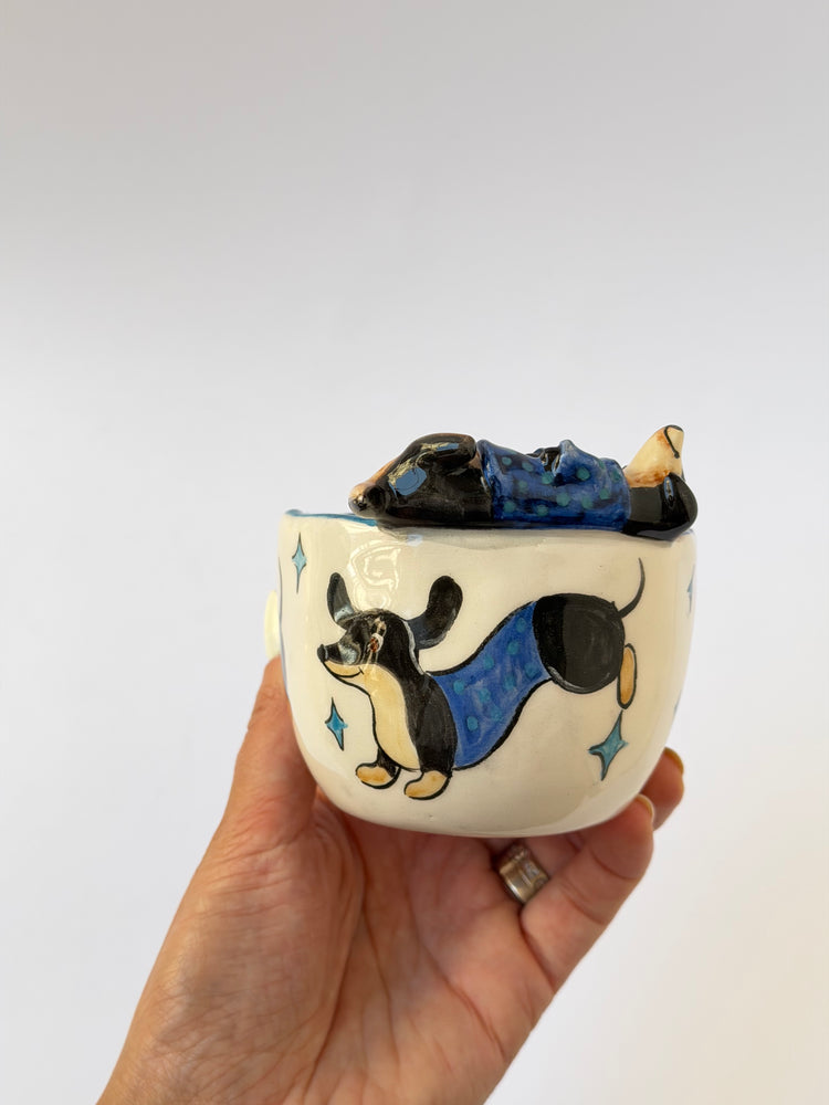 Dachshund dog handmade ceramic cup