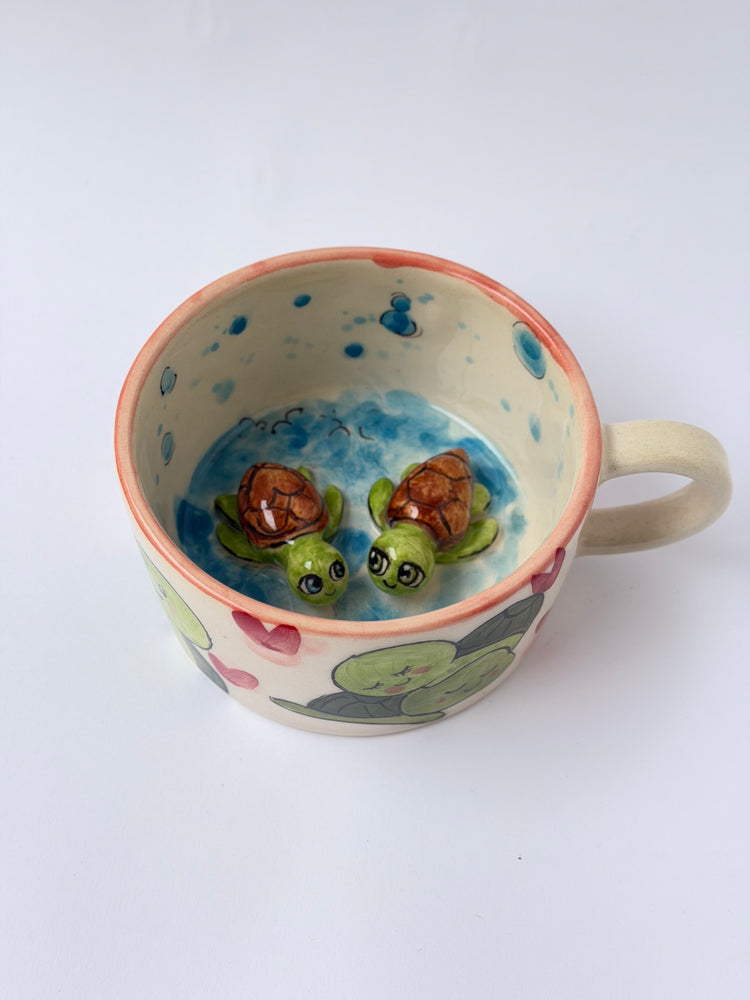 Turtles handmade ceramic mug