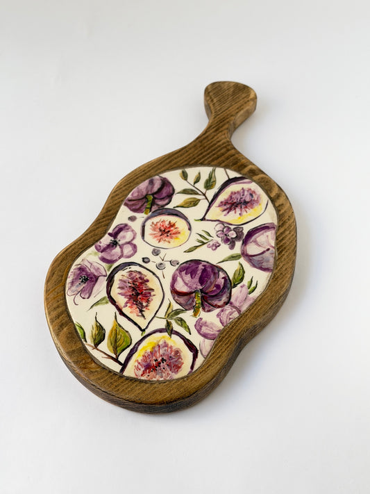 Fig Handmade ceramic wooden serving tray