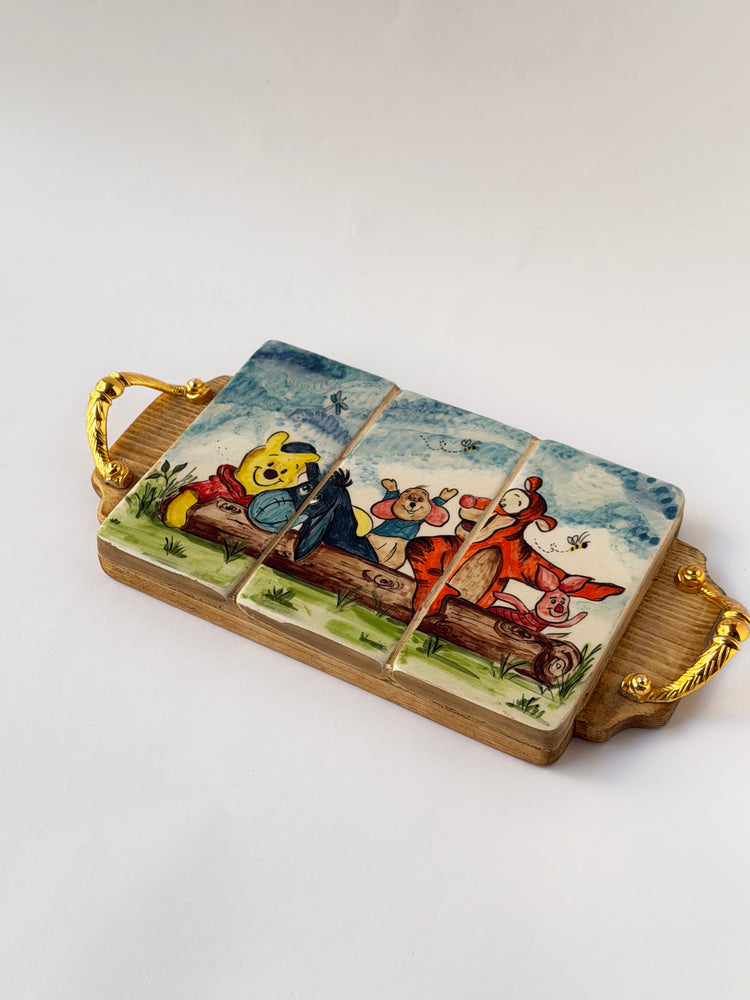 Handmade ceramic wooden serving tray
