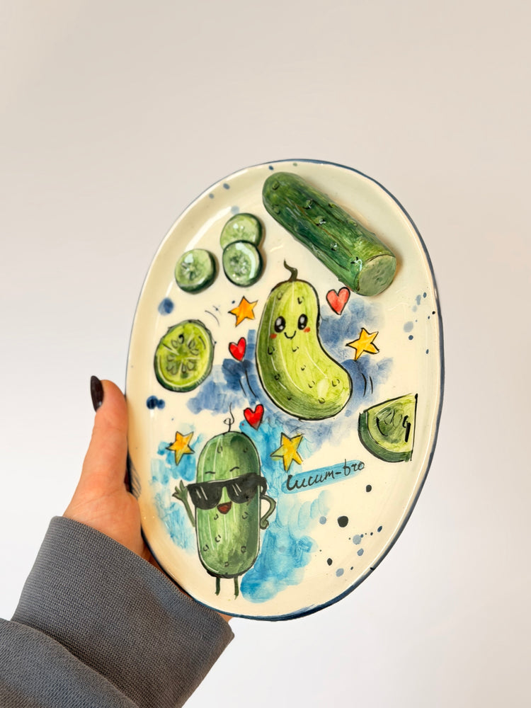 Cucumber handmade ceramic plate