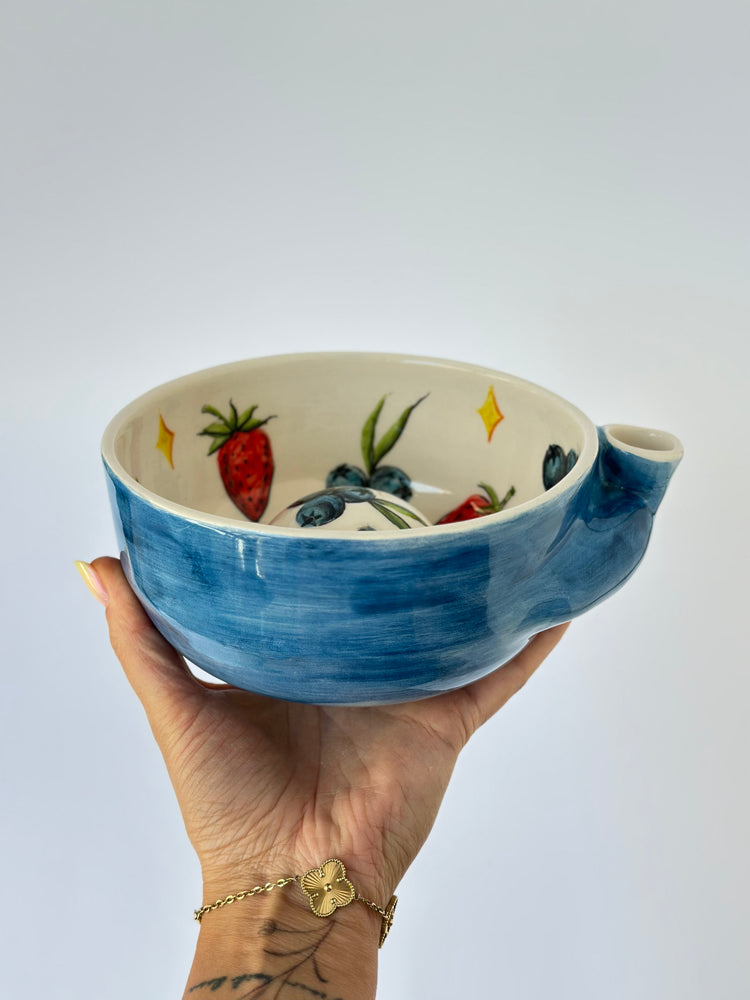 Handmade ceramic fruit washing bowl