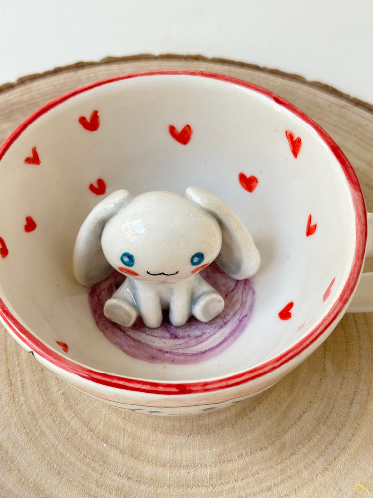 Handmade rabbit mug ceramic
