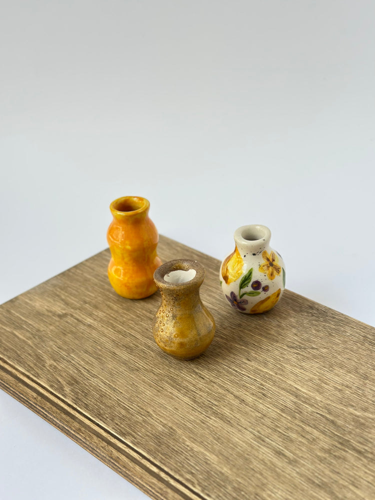 Small mini ceramic handmade decorative vase (set of three)