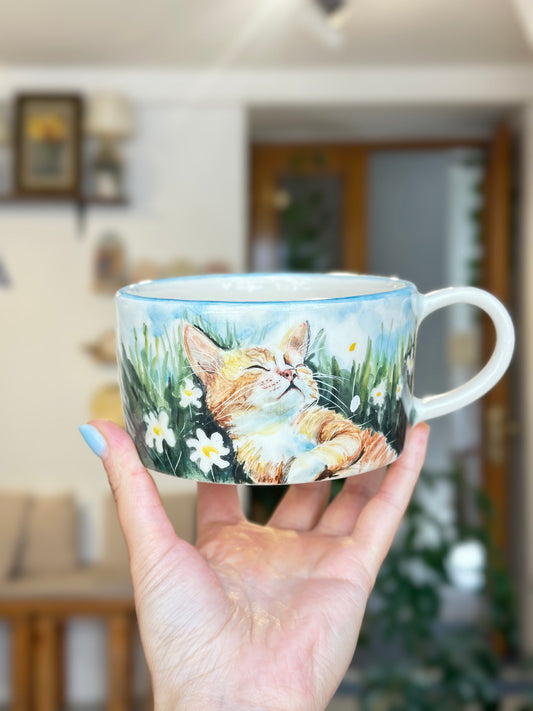 Cat handmade ceramic mug