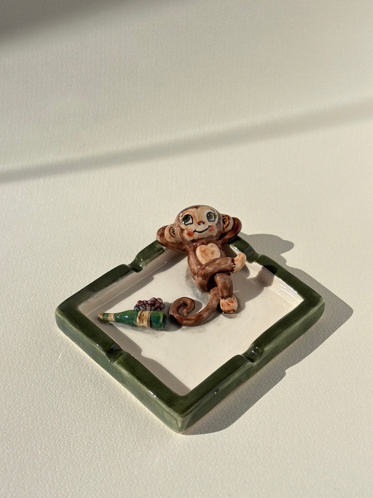 Monkey handmade ashtray