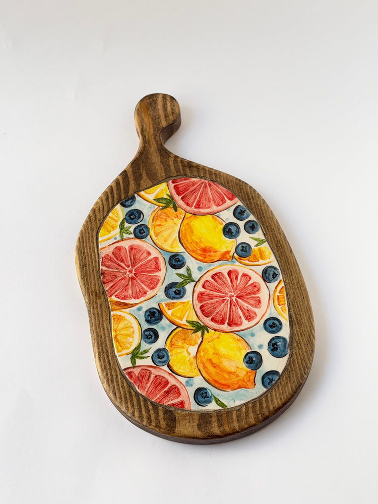 Fruits handmade ceramic Wooden serving tray
