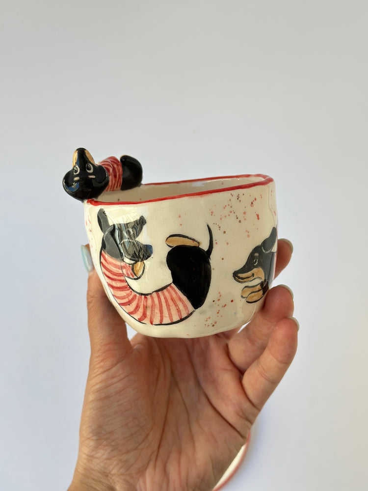 Dachshund dog handmade ceramic cup