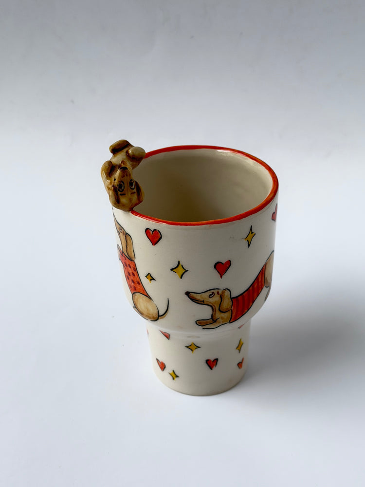 Dachshund dog handmade ceramic takeaway mug